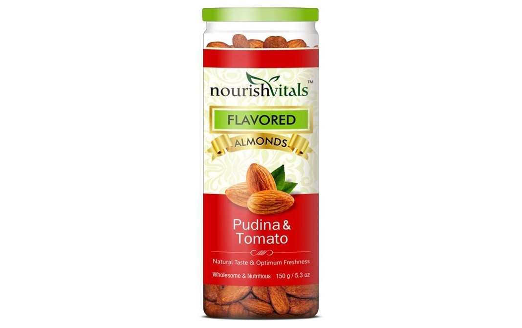 NourishVitals Pudina & Tomato Flavored Almonds   Jar  150 grams